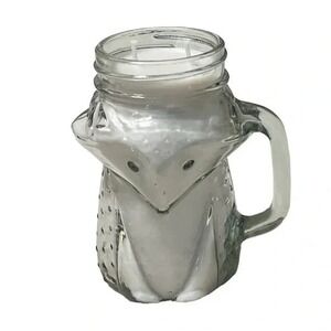 Fox Mug Lily Scented Candle Handmade 16 oz Clear Glass Animal Jar 2 Wick B28